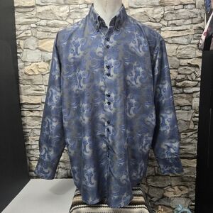 Fumagalli blue paisley button-up shirt Men Large